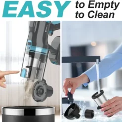 Handdammsugare-UMLo V11 blå & grå sladdlös skaftdammsugare – 2-i-1 handdammsugare & golvdammsugare med HEPA-filter, 300W motor, LED-display