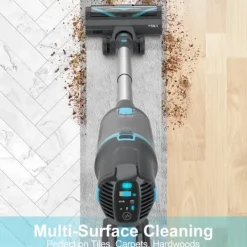 Handdammsugare-UMLo V11 blå & grå sladdlös skaftdammsugare – 2-i-1 handdammsugare & golvdammsugare med HEPA-filter, 300W motor, LED-display