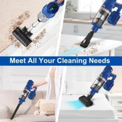 UMLo V11 blå sladdlös skaftdammsugare – 2-i-1 handdammsugare & golvdammsugare med HEPA-filter, 300W motor, LED-display