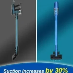 Handdammsugare-UMLo V11 blå sladdlös skaftdammsugare – 2-i-1 handdammsugare & golvdammsugare med HEPA-filter, 300W motor, LED-display