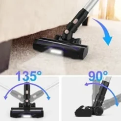 Handdammsugare-UMLo V11 blå sladdlös skaftdammsugare – 2-i-1 handdammsugare & golvdammsugare med HEPA-filter, 300W motor, LED-display