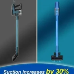 Handdammsugare-UMLo V11 blå sladdlös skaftdammsugare – 2-i-1 handdammsugare & golvdammsugare med HEPA-filter, 300W motor, LED-display