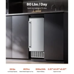 Ismaskiner-Underbänk Ismaskin, 36 Kg/dag, Inbyggd med Vändbar Dörr