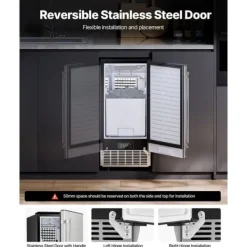 Ismaskiner-Underbänk Ismaskin, 36 Kg/dag, Inbyggd med Vändbar Dörr