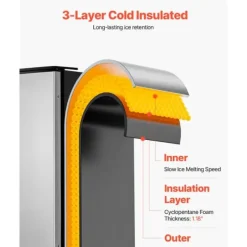 Ismaskiner-Underbänk Ismaskin, 36 Kg/dag, Inbyggd med Vändbar Dörr