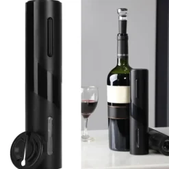 USB 4in 1 Elektrisk Vinflasköppnare Korkskruv med Hällrör Folieskärare Vakuumpropp Set