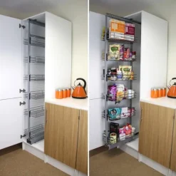 Köksorganiserare-Utdragbart Köksskafferi med Justerbar Höjd– 46 cm (D) x 170-195 cm (H) | Mjuk stängning | MonsterShop