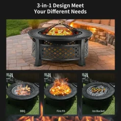 Grillar-Uteliv Eldstad, 81x48x3 cm, Svart