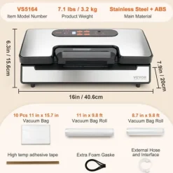 Vakuumförpackare-Vakuumförpackare, kraftfull multifunktionell livsmedelsbevarande,30 x 3mm