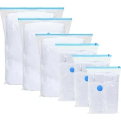 vidaXL Vakuumförvaringspåsar 10 pcs Transparent och blå 100 x 80 cm