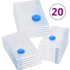 vidaXL Vakuumpåsar till kläder 3 storlekar 20 st