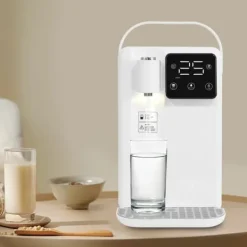 Vattenkylare-Varmvatten-dispenser - Bordsmodell vattenkokare - 3 l - 2200 W - LED-display - Justerbar temperatur - Snabb uppvärmning - Vit