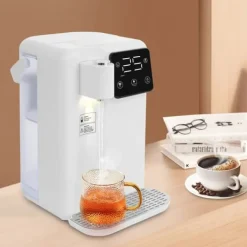 Vattenkylare-Varmvatten-dispenser - Bordsmodell vattenkokare - 3 l - 2200 W - LED-display - Justerbar temperatur - Snabb uppvärmning - Vit