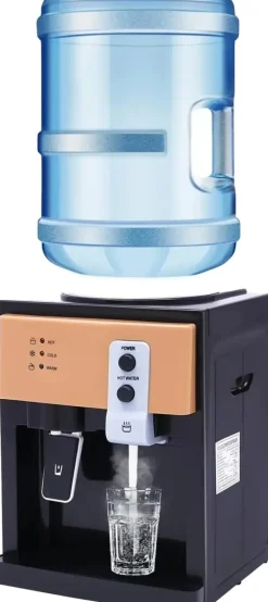 Vattenkylare-Vattenautomat, varm- och kallfunktion, enkel enknappsfunktion,svart