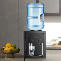 Vattenkylare-Vattendispenser - Bänkmodell - Varmt/Kallt Vatten - Spänning 220V 50Hz - 550W Värme, 75W Kyla - Flöde 4 L/h ≥90°C, 1 L/h ≤15°C - Svart