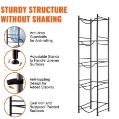 Vattenkylare-Vattenkannahållare 5-våning, Enkelrads Flaskställ för 5 Flaskor, Svart färg, Hållbar och praktisk design