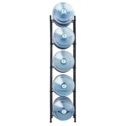 Vattenkylare-Vattenkannahållare 5-våning, Enkelrads Flaskställ för 5 Flaskor, Svart färg, Hållbar och praktisk design