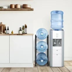 Vattenkannahållare 3-vånings, Enkelrads flaskställ för 3 flaskor, Svart, robust design, utrymmeseffektiv