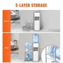 Vattenkannahållare 3-vånings, enkelrads flaskställ för 3 flaskor, silverfärg, robust och stilren design