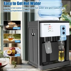 Vattenkylare-Vattenkylare & vattendispenser - Toppmatad bordsmodell - 19 L (5 gal) - Varmt & kallt vatten - 110V - Rostfritt stål & PP - Svart