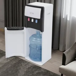 Vattenkylare-Vattenkylare och Dispenser - Golvstående - Bottenmatad - Varm & Kall - Spänning 220V - EU-kontakt - Uppvärmning 500W, Kylning 75W - Vit