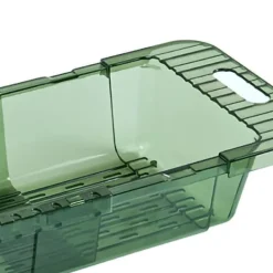 Durkslag & Silar-Över-The-Shin-sil Infällbar Design Transparent Snabbdränering Hållbar PET-Disksil Transparent Grön Sil med Infällbar Design