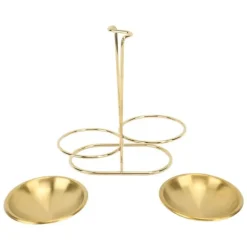 Skedhållare-Vertikal soppslevhållare Skedstöd rostfritt stål Enkel åtkomst Köksredskap Stativ för kök Kökskärl Hot Pot Golden med 2 tallrikar