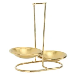 Skedhållare-Vertikal soppslevhållare Skedstöd rostfritt stål Enkel åtkomst Köksredskap Stativ för kök Kökskärl Hot Pot Golden med 2 tallrikar