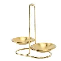 Skedhållare-Vertikal soppslevhållare Skedstöd rostfritt stål Enkel åtkomst Köksredskap Stativ för kök Kökskärl Hot Pot Golden med 2 tallrikar
