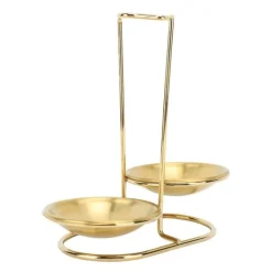 Skedhållare-Vertikal soppslevhållare Skedstöd rostfritt stål Enkel åtkomst Köksredskap Stativ för kök Kökskärl Hot Pot Golden med 2 tallrikar