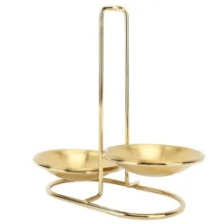 Skedhållare-Vertikal soppslevhållare Skedstöd rostfritt stål Enkel åtkomst Köksredskap Stativ för kök Kökskärl Hot Pot Golden med 2 tallrikar