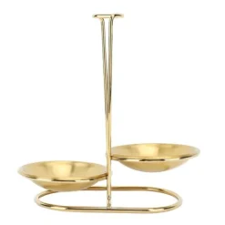 Skedhållare-Vertikal soppslevhållare Skedstöd rostfritt stål Enkel åtkomst Köksredskap Stativ för kök Kökskärl Hot Pot Golden med 2 tallrikar