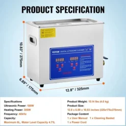 Ultraljudstvätt-VEVOR Ultrasonic Rengörare, Hög Ultraljudseffekt, Stora Kapacitetsalternativ,6L