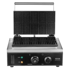 Våffeljärn, 10 rektangulär kommersiell våffelbaker, 39x35.5x23 cm, silver, rostfritt stål