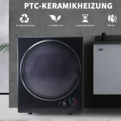 Väggmonterad torktumlare 2,5 kg, 200 min timer, dubbel filter, PTC-keramik, rostfritt, 65°C