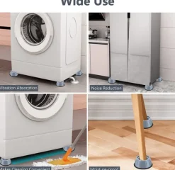 Vibrationsdämpande fötter till tvättmaskin/torktumlare Grå 4-pack