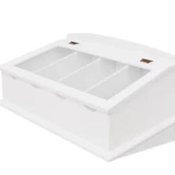 vidaXL Besticklåda MDF vit barockstil - Brickor för tallrikar och bestick