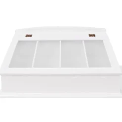 vidaXL Besticklåda MDF vit barockstil - Brickor för tallrikar och bestick