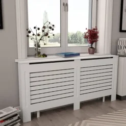 vidaXL Elementskydd 2 st vit 172x19x81,5 cm MDF - Tillbehör till värmeelement