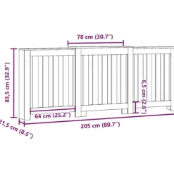 vidaXL Värmeelement-Elementskydd vit 205x21,5x83,5 cm konstruerat trä