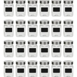 vidaXL Förvaringsburkar i glas med etiketter 24 st 300 ml - Kakburkar
