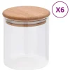 vidaXL Förvaringsburkar i glas med bambulock 6 st 600 ml - Kakburkar