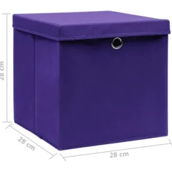 vidaXL Förvaringslådor med lock 10 st 28x28x28 cm lila - Förvaringslådor