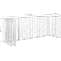 vidaXL Tillbehör Till Avfallshantering-Gabionmur för soptunnor galvaniserat stål 320x100x120 cm - Ställningar till sopkärl