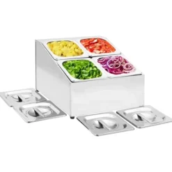 vidaXL Tillbehör För Matservering-Gastronormbehållare med 4 GN 1/6 kantin rostfritt stål - Hållare för köksgeråd