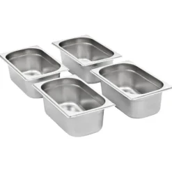 vidaXL Matuppvärmare-Gastronormkantiner 8 st GN 1/4 100 mm rostfritt stål - Kokeribehållare