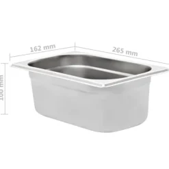 vidaXL Matuppvärmare-Gastronormkantiner 8 st GN 1/4 100 mm rostfritt stål - Kokeribehållare