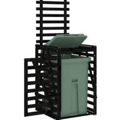 vidaXL Tillbehör Till Avfallshantering-Skjul för sopkärl 84x90x128,5 cm svart massiv furu - Ställningar till sopkärl