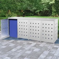 vidaXL Tillbehör Till Avfallshantering-Skjul till fyra sopkärl 240 L rostfritt stål - Ställningar till sopkärl