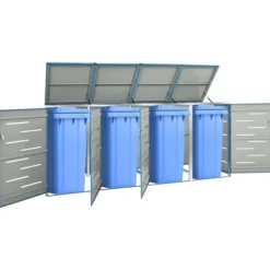 vidaXL Tillbehör Till Avfallshantering-Skjul till fyra sopkärl 276,5x77,5x112,5 cm rostfritt stål - Ställningar till sopkärl